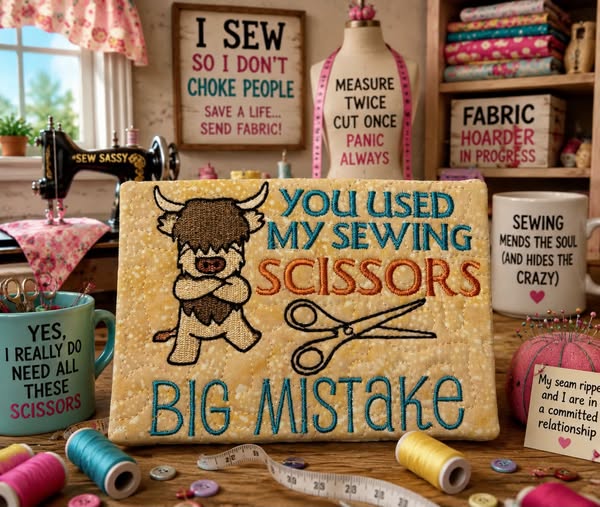 ITH YOU USED MY SEWING SCISSORS MUG RUG 5X7