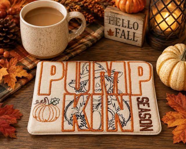 ITH PUMPKIN SEASON MUG RUG 5X7 