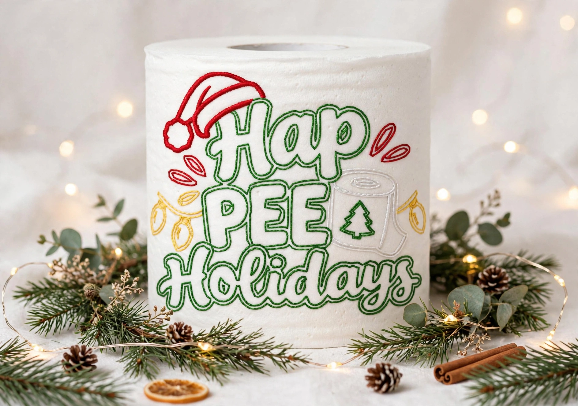 HAP PEE HOLIDAYS TOILET PAPER DESIGN 4X4 